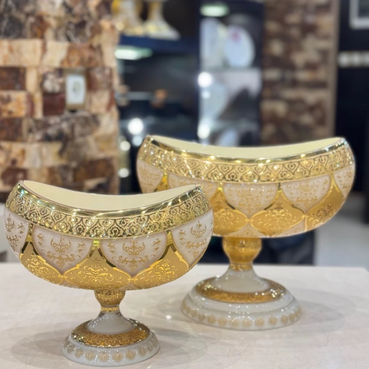 کشکول کریستال دست ساز طلاکوب