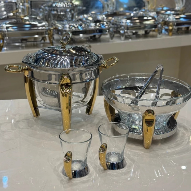 سوفله مستطیل سه لیتر پایه طلا