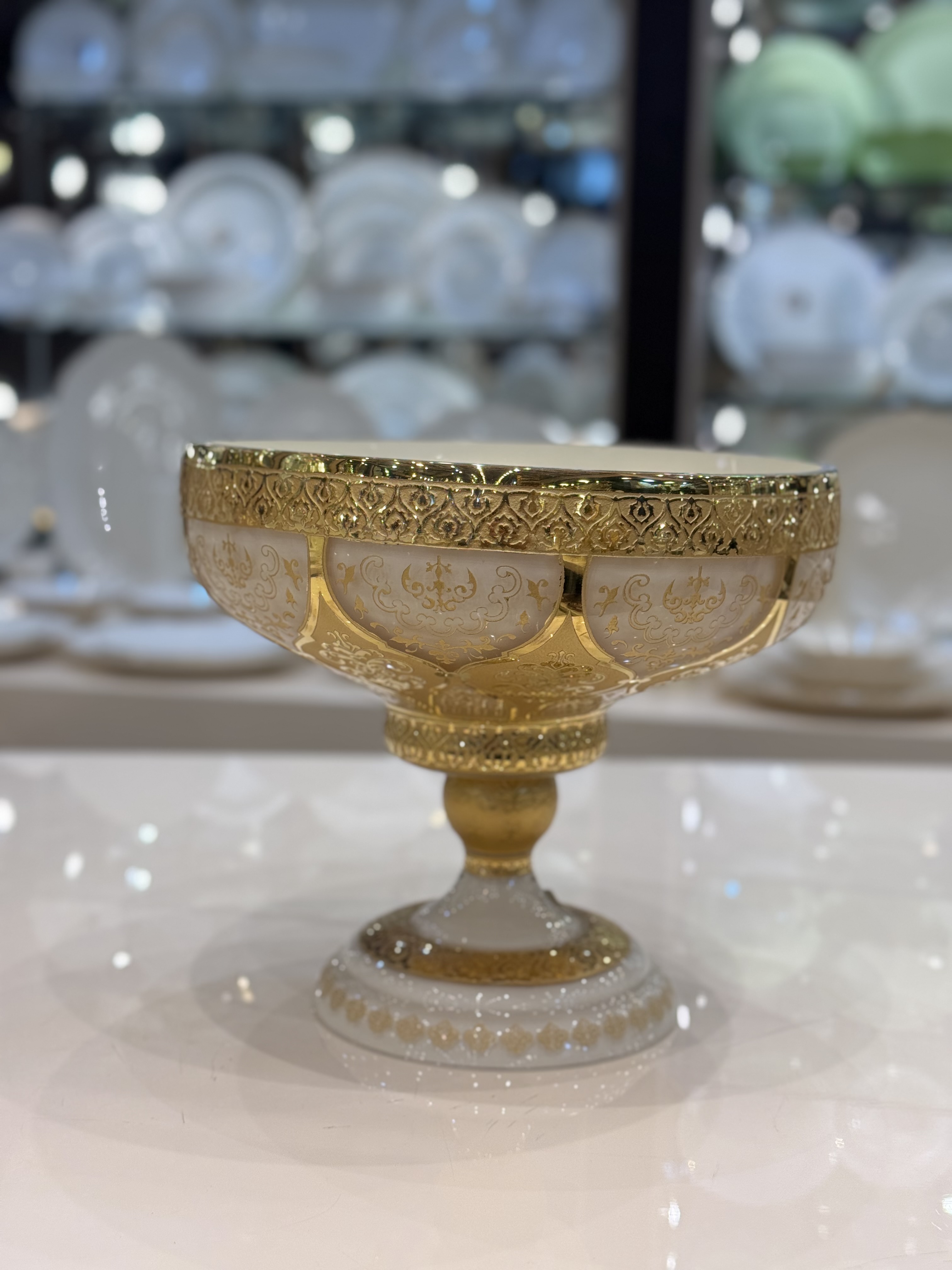 میوه خوری پایه دار ۳۵۵ کریستال طلاکوب